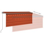 vidaXL Copertină retractabilă manual stor&LED portocaliu&maro 3x2,5 m vidaXL Copertină retractabilă manual stor&LED portocaliu&maro 3x2,5 m