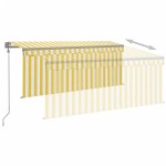 vidaXL Copertină retractabilă automat cu stor, galben & alb, 3x2,5 m vidaXL Copertină retractabilă automat cu stor, galben & alb, 3x2,5 m