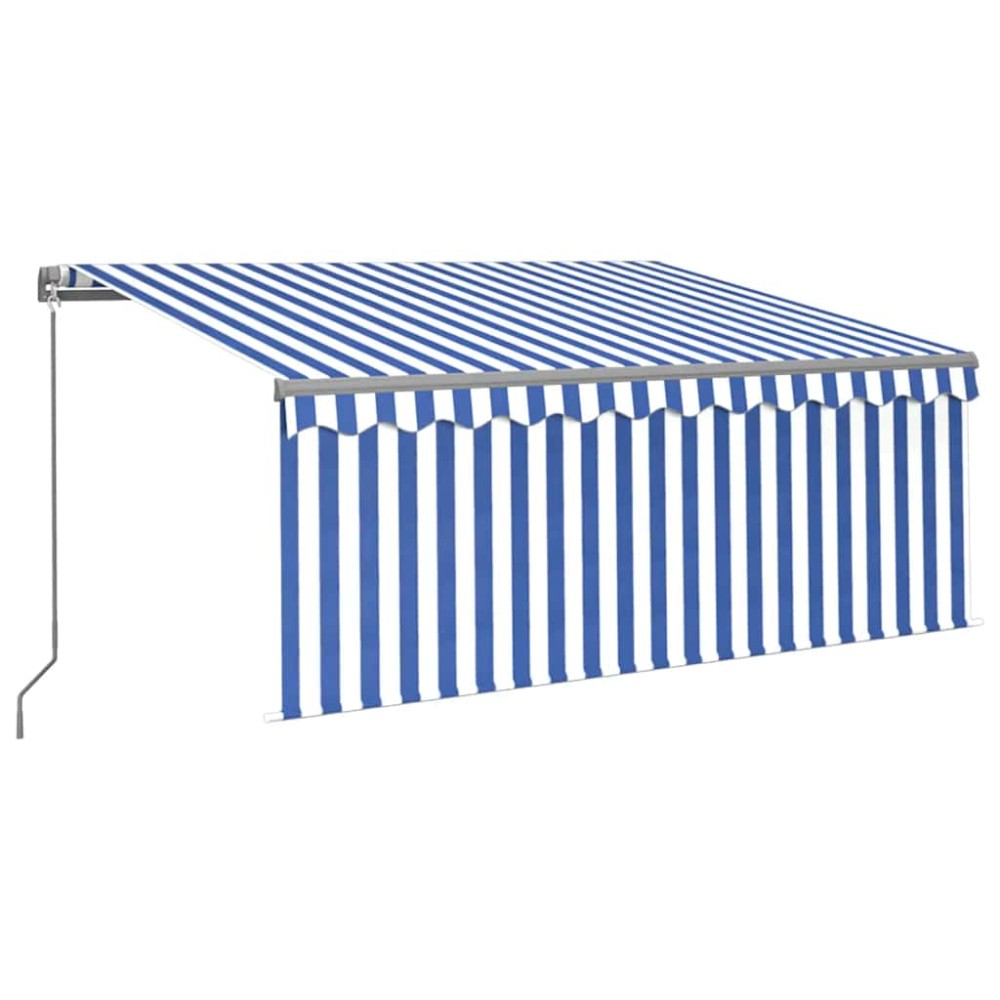 vidaXL Copertină retractabilă manual cu stor&LED albastru&alb 3,5x2,5m