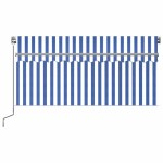 vidaXL Copertină retractabilă manual cu stor&LED albastru&alb 3,5x2,5m