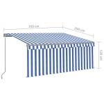 vidaXL Copertină retractabilă manual cu stor&LED albastru&alb 3,5x2,5m