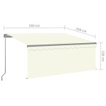 vidaXL Copertină retractabilă manual cu stor&LED, crem, 3,5x2,5 m
