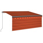 vidaXL Copertină manuală cu stor&LED portocaliu&maro 3,5x2,5 m vidaXL Copertină manuală cu stor&LED portocaliu&maro 3,5x2,5 m