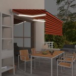 vidaXL Copertină manuală cu stor&LED portocaliu&maro 3,5x2,5 m vidaXL Copertină manuală cu stor&LED portocaliu&maro 3,5x2,5 m