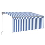 vidaXL Copertină retractabilă automat cu stor, albastru&alb, 3,5x2,5 m vidaXL Copertină retractabilă automat cu stor, albastru&alb, 3,5x2,5 m