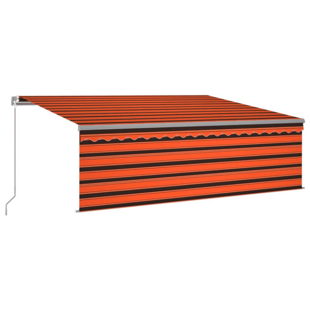 vidaXL Copertină retractabilă manual cu stor, portocaliu&maro, 4x3 m