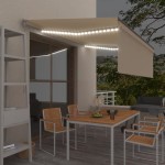 vidaXL Copertină retractabilă manual cu stor & LED, crem, 4x3 m