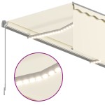 vidaXL Copertină retractabilă manual cu stor & LED, crem, 4x3 m