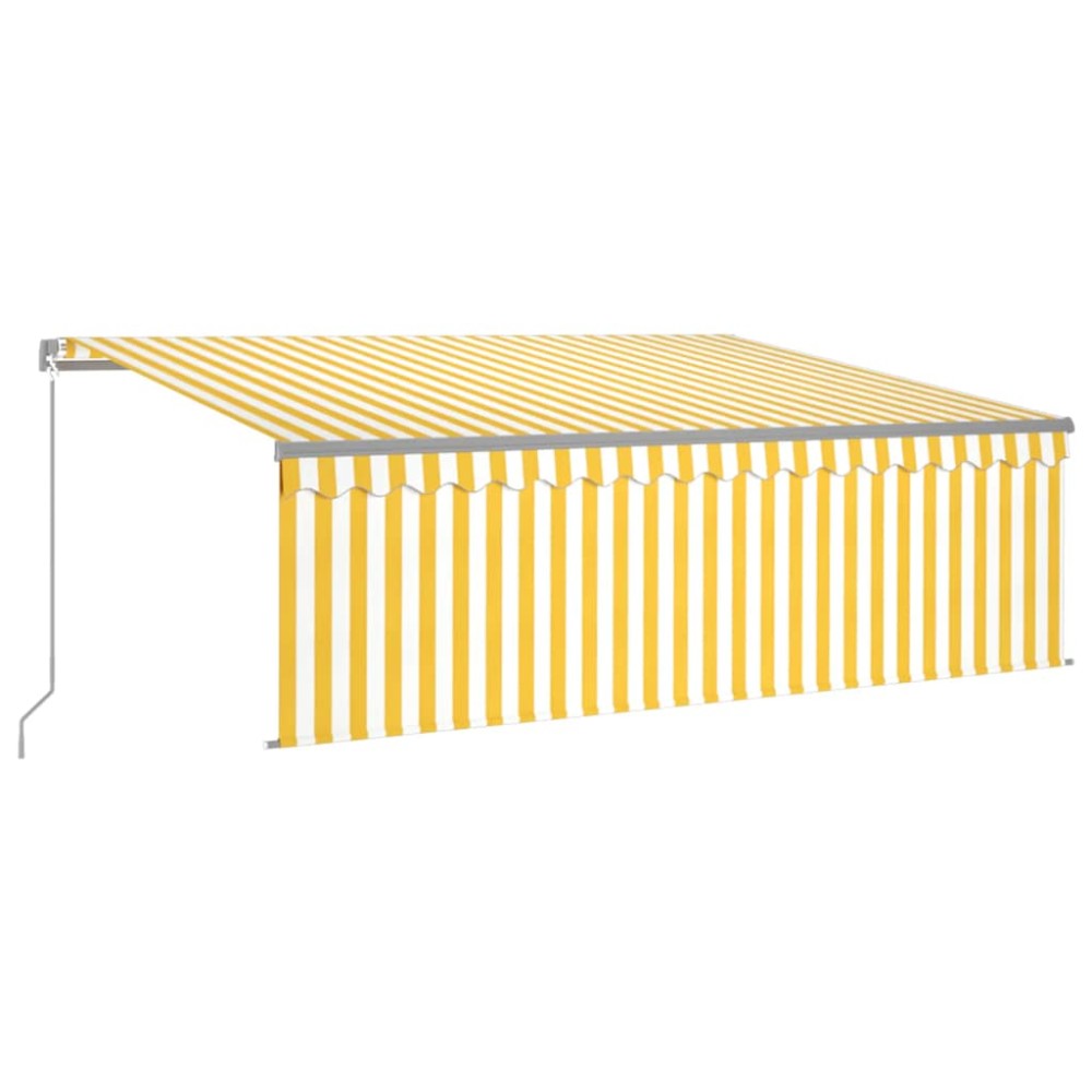 vidaXL Copertină retractabilă manual cu stor&LED, galben&alb, 4x3 m