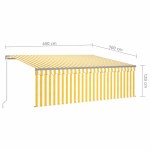 vidaXL Copertină retractabilă manual cu stor&LED, galben&alb, 4x3 m