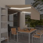 vidaXL Copertină automată cu stor&senzor vânt&LED, crem, 4x3 m vidaXL Copertină automată cu stor&senzor vânt&LED, crem, 4x3 m