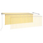 vidaXL Copertină automată cu stor&senzor vânt&LED, galben&alb, 4x3 m vidaXL Copertină automată cu stor&senzor vânt&LED, galben&alb, 4x3 m