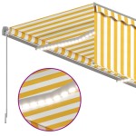 vidaXL Copertină automată cu stor&senzor vânt&LED, galben&alb, 4x3 m vidaXL Copertină automată cu stor&senzor vânt&LED, galben&alb, 4x3 m