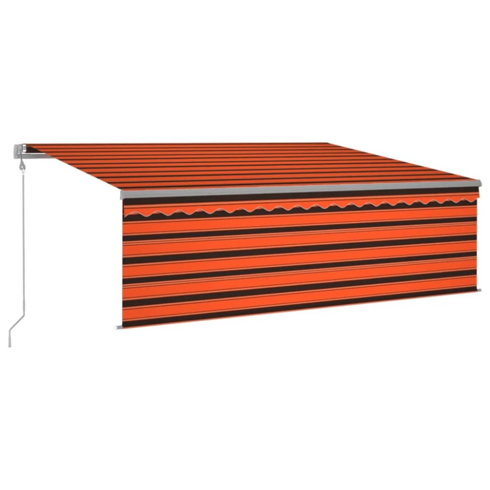 vidaXL Copertină automată cu stor&senzor vânt&LED portocaliu&maro 4x3m