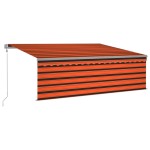 vidaXL Copertină automată cu stor&senzor vânt&LED portocaliu&maro 4x3m vidaXL Copertină automată cu stor&senzor vânt&LED portocaliu&maro 4x3m