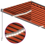 vidaXL Copertină automată cu stor&senzor vânt&LED portocaliu&maro 4x3m vidaXL Copertină automată cu stor&senzor vânt&LED portocaliu&maro 4x3m