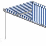 vidaXL Copertină retractabilă manual cu stor, albastru&alb, 4,5x3 m vidaXL Copertină retractabilă manual cu stor, albastru&alb, 4,5x3 m