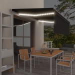 vidaXL Copertină retractabilă manual cu stor&LED, antracit, 4,5x3 m vidaXL Copertină retractabilă manual cu stor&LED, antracit, 4,5x3 m
