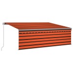 vidaXL Copertină retractabilă manual stor&LED portocaliu&maro 4,5x3 m vidaXL Copertină retractabilă manual stor&LED portocaliu&maro 4,5x3 m