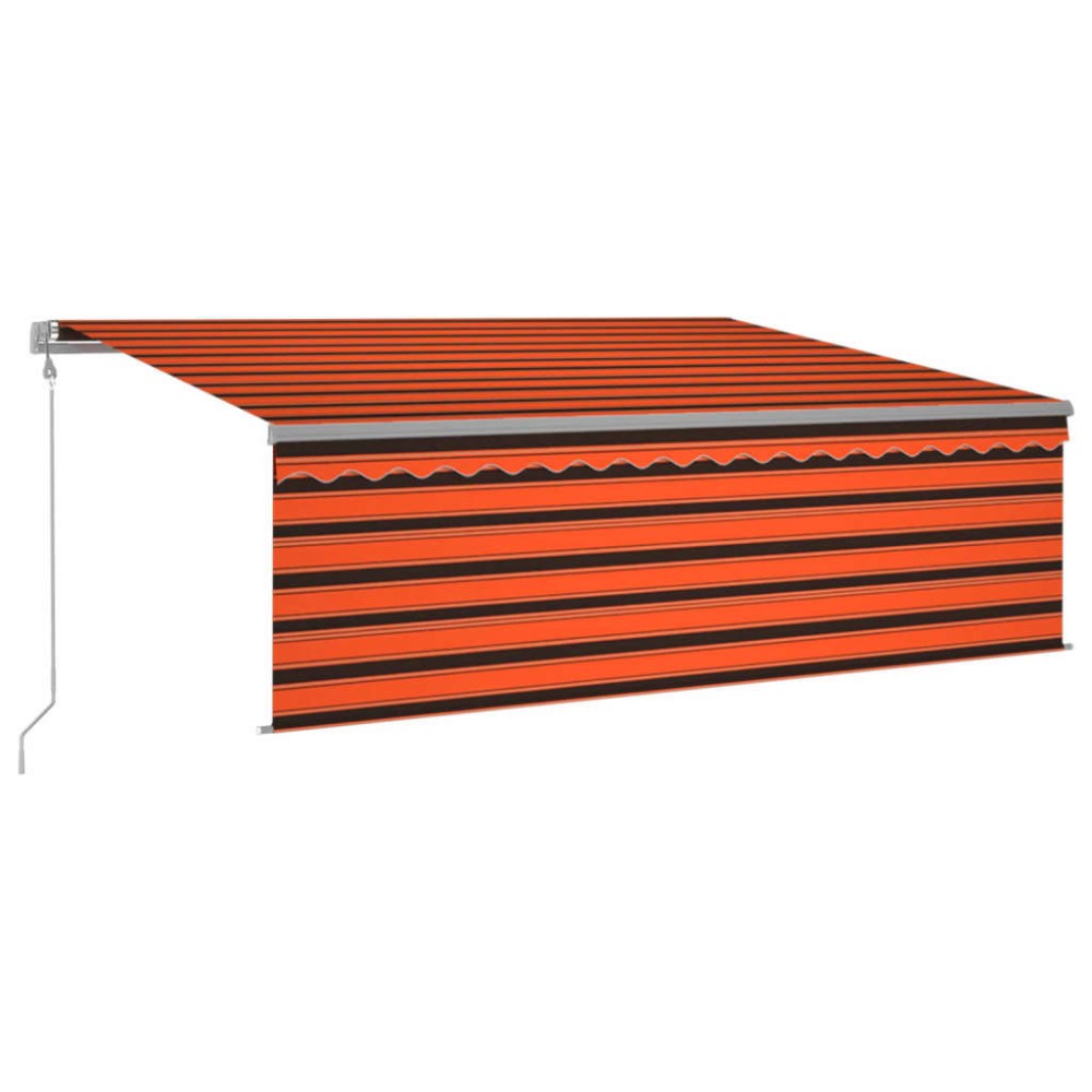vidaXL Copertină retractabilă automat cu stor, portocaliu&maro 4,5x3 m