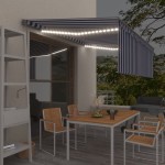 vidaXL Copertină automată stor&LED&senzor vânt, albastru&alb 4,5x3 cm vidaXL Copertină automată stor&LED&senzor vânt, albastru&alb 4,5x3 cm