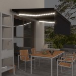 vidaXL Copertină automată cu stor senzor vânt LED, antracit, 4,5x3 m vidaXL Copertină automată cu stor senzor vânt LED, antracit, 4,5x3 m