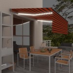 vidaXL Copertină automată stor LED senzor vânt portocaliu&maro 4,5x3 m vidaXL Copertină automată stor LED senzor vânt portocaliu&maro 4,5x3 m