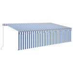 vidaXL Copertină retractabilă manual cu stor, albastru&alb, 5x3 m vidaXL Copertină retractabilă manual cu stor, albastru&alb, 5x3 m