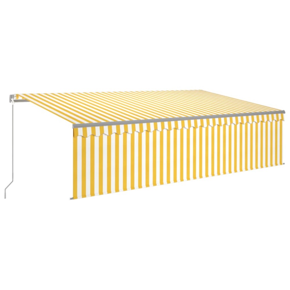 vidaXL Copertină retractabilă manual cu stor, galben&alb, 5x3 m