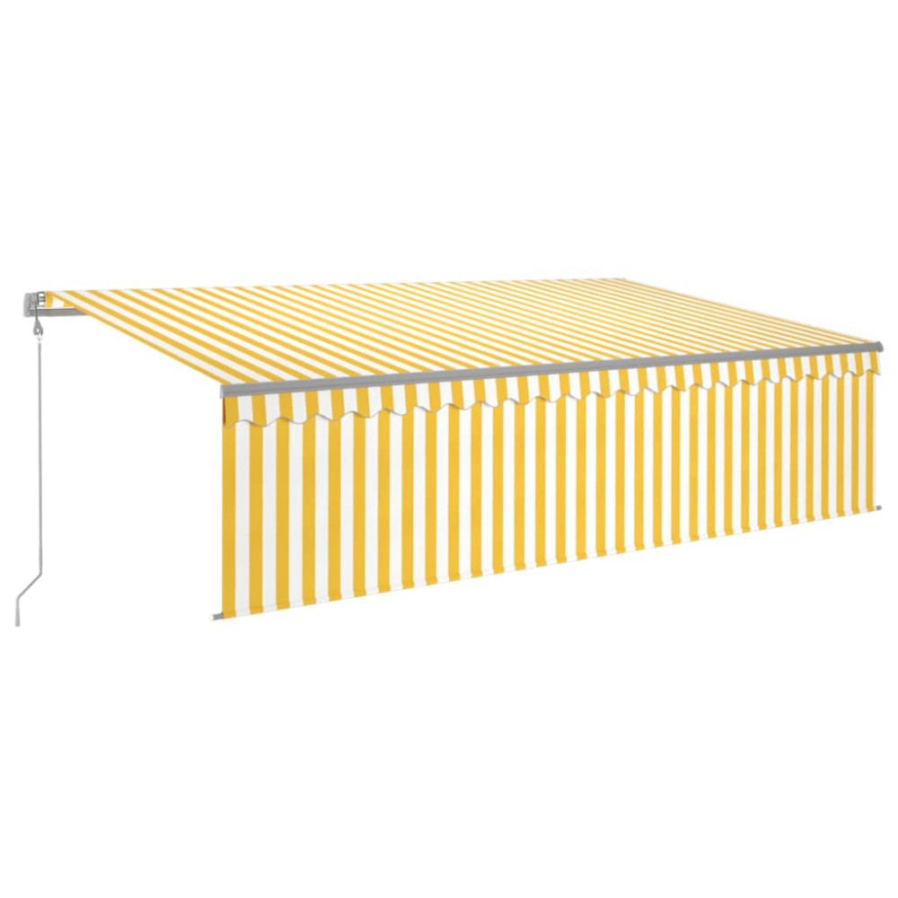 vidaXL Copertină retractabilă manual cu stor, galben&alb, 5x3 m