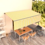 vidaXL Copertină retractabilă manual cu stor, galben&alb, 5x3 m
