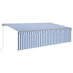 vidaXL Copertină automată cu stor&LED&senzor de vânt albastru/alb 5x3m vidaXL Copertină automată cu stor&LED&senzor de vânt albastru/alb 5x3m