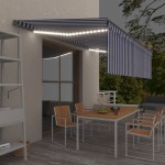 vidaXL Copertină automată cu stor&LED&senzor de vânt albastru/alb 5x3m vidaXL Copertină automată cu stor&LED&senzor de vânt albastru/alb 5x3m