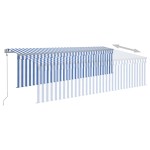 vidaXL Copertină automată cu stor&LED&senzor de vânt albastru/alb 5x3m vidaXL Copertină automată cu stor&LED&senzor de vânt albastru/alb 5x3m