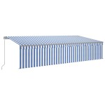 vidaXL Copertină retractabilă manual cu stor, albastru&alb, 6x3 m vidaXL Copertină retractabilă manual cu stor, albastru&alb, 6x3 m