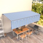 vidaXL Copertină retractabilă manual cu stor, albastru&alb, 6x3 m vidaXL Copertină retractabilă manual cu stor, albastru&alb, 6x3 m