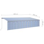 vidaXL Copertină retractabilă manual cu stor, albastru&alb, 6x3 m vidaXL Copertină retractabilă manual cu stor, albastru&alb, 6x3 m