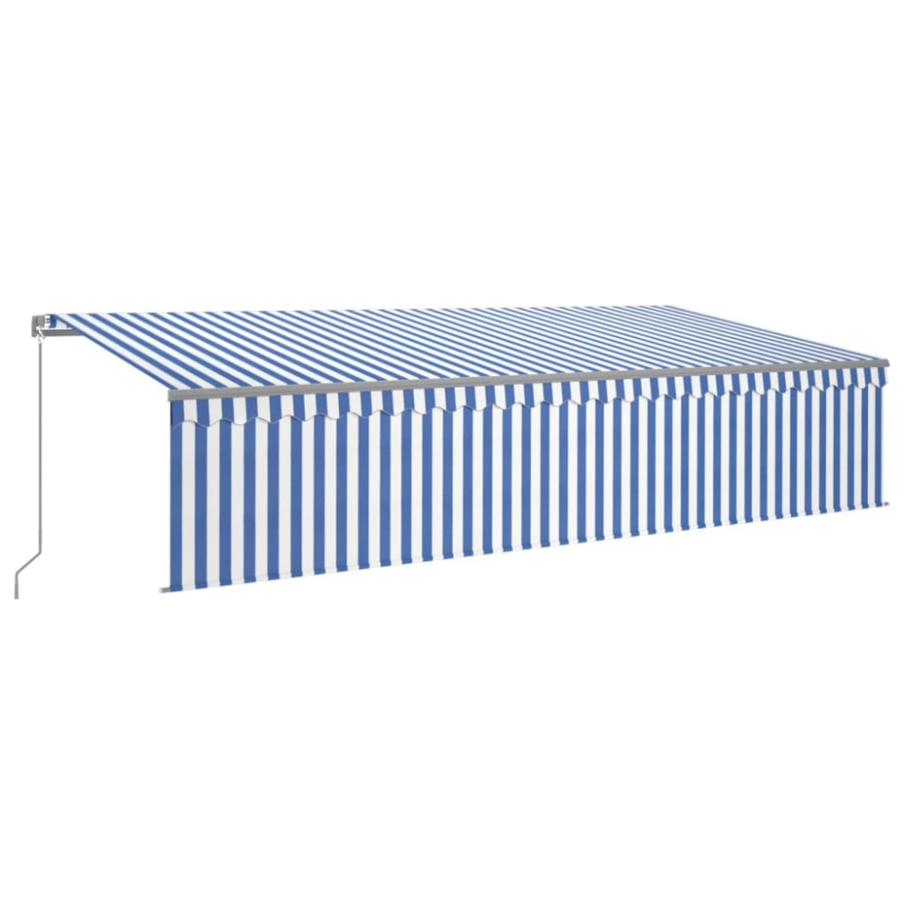 vidaXL Copertină retractabilă manual cu stor&LED, albastru&alb, 6x3 m
