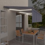vidaXL Copertină retractabilă manual cu stor&LED, albastru&alb, 6x3 m vidaXL Copertină retractabilă manual cu stor&LED, albastru&alb, 6x3 m