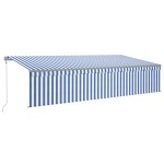 vidaXL Copertină retractabilă automat cu stor, albastru&alb, 6x3 m