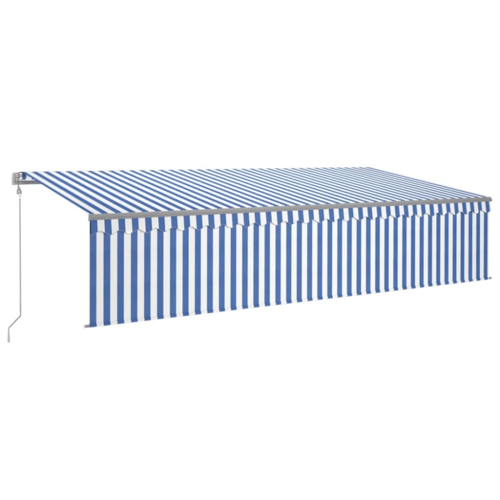 vidaXL Copertină automată cu stor&LED&senzor vânt, albastru/alb, 6x3 m