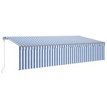 vidaXL Copertină automată cu stor&LED&senzor vânt, albastru/alb, 6x3 m vidaXL Copertină automată cu stor&LED&senzor vânt, albastru/alb, 6x3 m