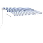 vidaXL Copertină retractabilă manual, albastru/alb, 300x250 cm