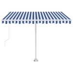 vidaXL Copertină retractabilă manual, albastru/alb, 300x250 cm