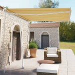 vidaXL Copertină retractabilă manual, galben/alb, 300x250 cm vidaXL Copertină retractabilă manual, galben/alb, 300x250 cm