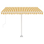 vidaXL Copertină retractabilă manual, galben/alb, 300x250 cm vidaXL Copertină retractabilă manual, galben/alb, 300x250 cm