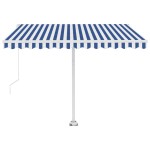 vidaXL Copertină retractabilă manual cu LED albastru și alb 300x250 cm vidaXL Copertină retractabilă manual cu LED albastru și alb 300x250 cm