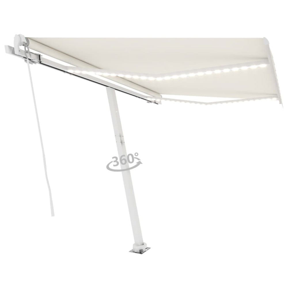 vidaXL Copertină retractabilă manual cu LED, crem, 300x250 cm