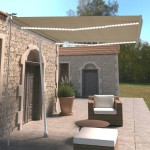 vidaXL Copertină retractabilă manual cu LED, crem, 300x250 cm vidaXL Copertină retractabilă manual cu LED, crem, 300x250 cm