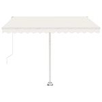 vidaXL Copertină retractabilă manual cu LED, crem, 300x250 cm vidaXL Copertină retractabilă manual cu LED, crem, 300x250 cm